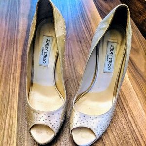 Jimmy choo. Chapagne crystal heels.